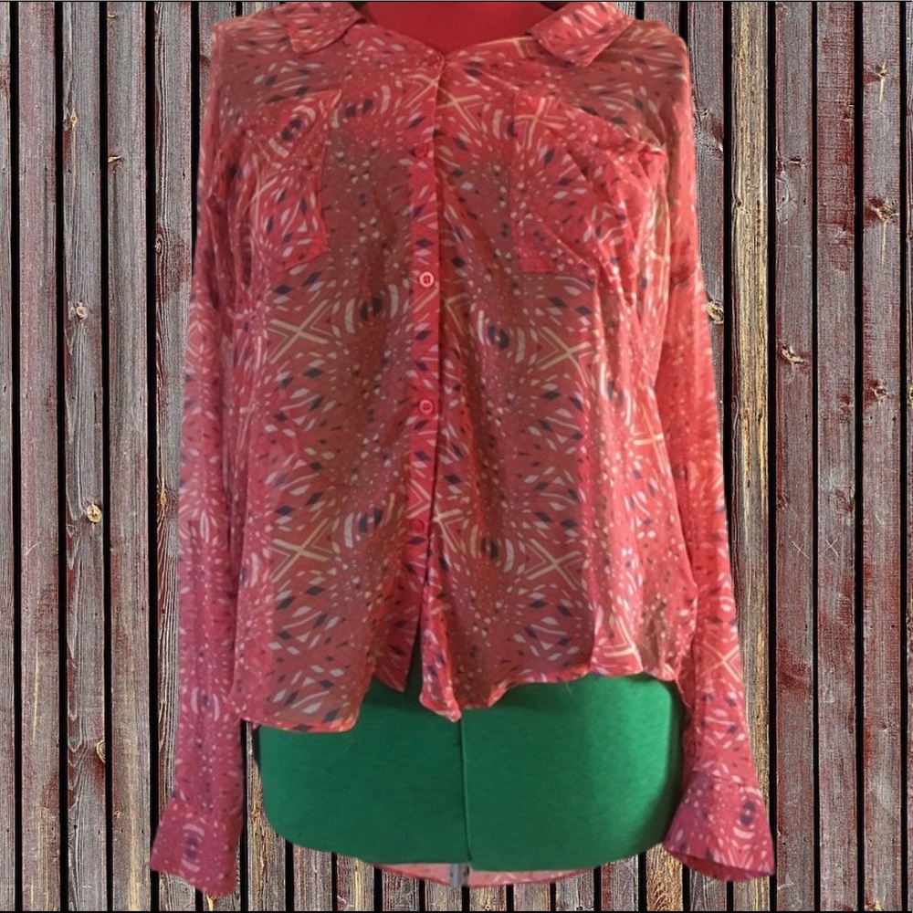 Free People Sheer Long Sleeve Top